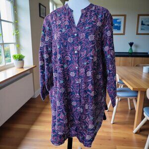 NWOT FABINDIA (XL) Cotton/Silk Floral Button up Lined Tunic/Blouse